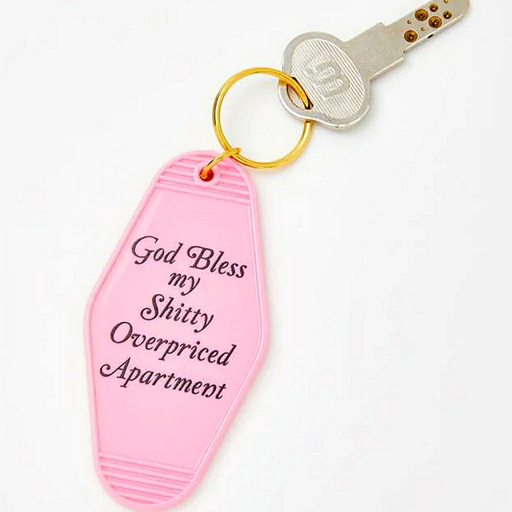 A SHOP OF THINGS - Shitty Apartment Keychain (in Pink)